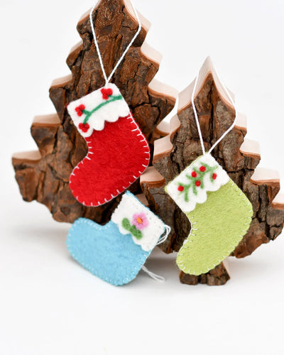 Pre-Order Felt Christmas Stocking Ornaments B (Set of 3) (Ships in November)