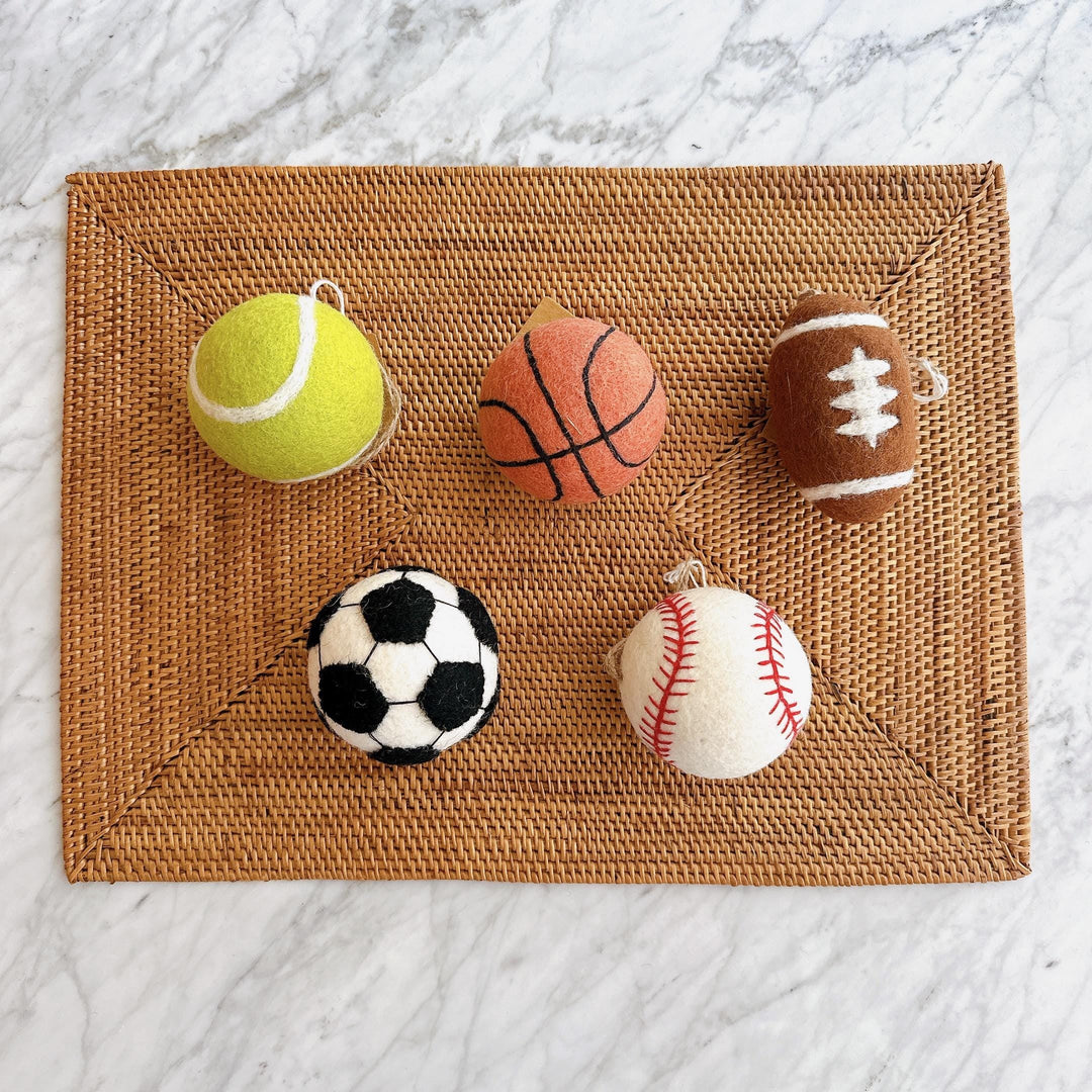 Felt Tennis Ball Ornament – Handmade Wool Sports Christmas Decoration