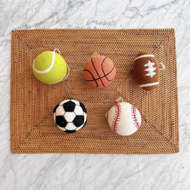 Felt Tennis Ball Ornament – Handmade Wool Sports Christmas Decoration