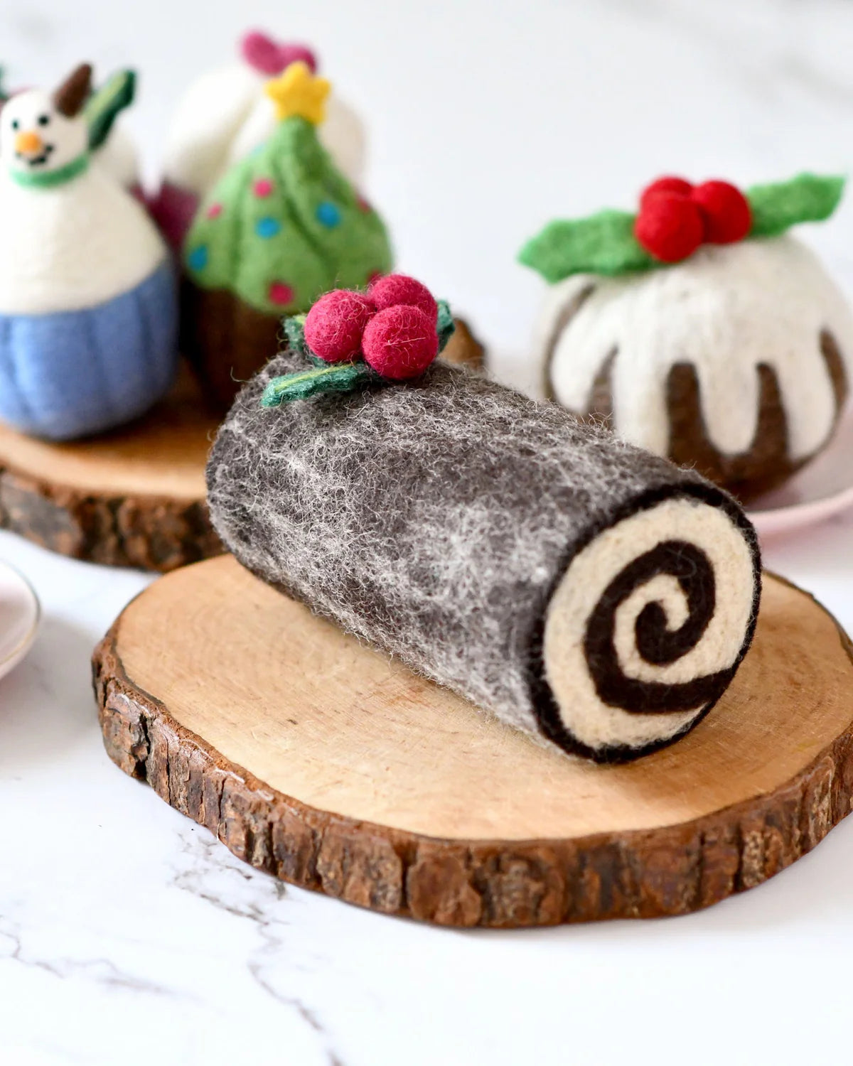 Pre-Order Felt Christmas Yule Log Cake (Ships in November)