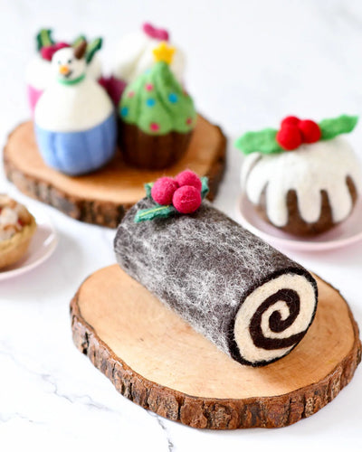 Pre-Order Felt Christmas Yule Log Cake (Ships in November)