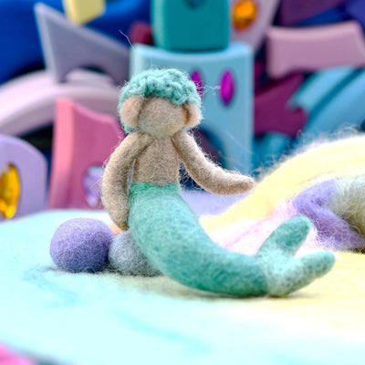 Felt Waldorf Merman, Blue Hair