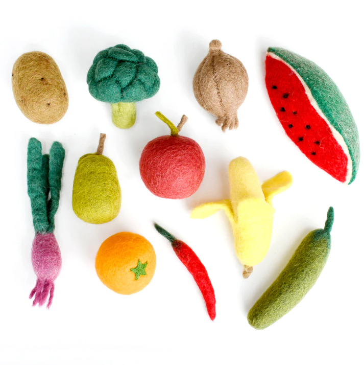 Felt Fruits and Vegetables, Set B, 11 pcs