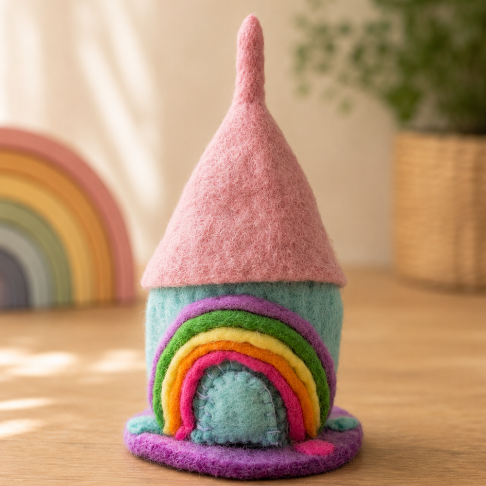 Felt rainbow tiny shimmer home for fairy-village small-world play