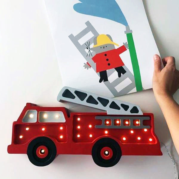 Wooden night light for kids, firetruck lamp, wooden kids decor, wandleuchte, Nachttischlampe , kids room high quality decoration, wooden lamp for kids