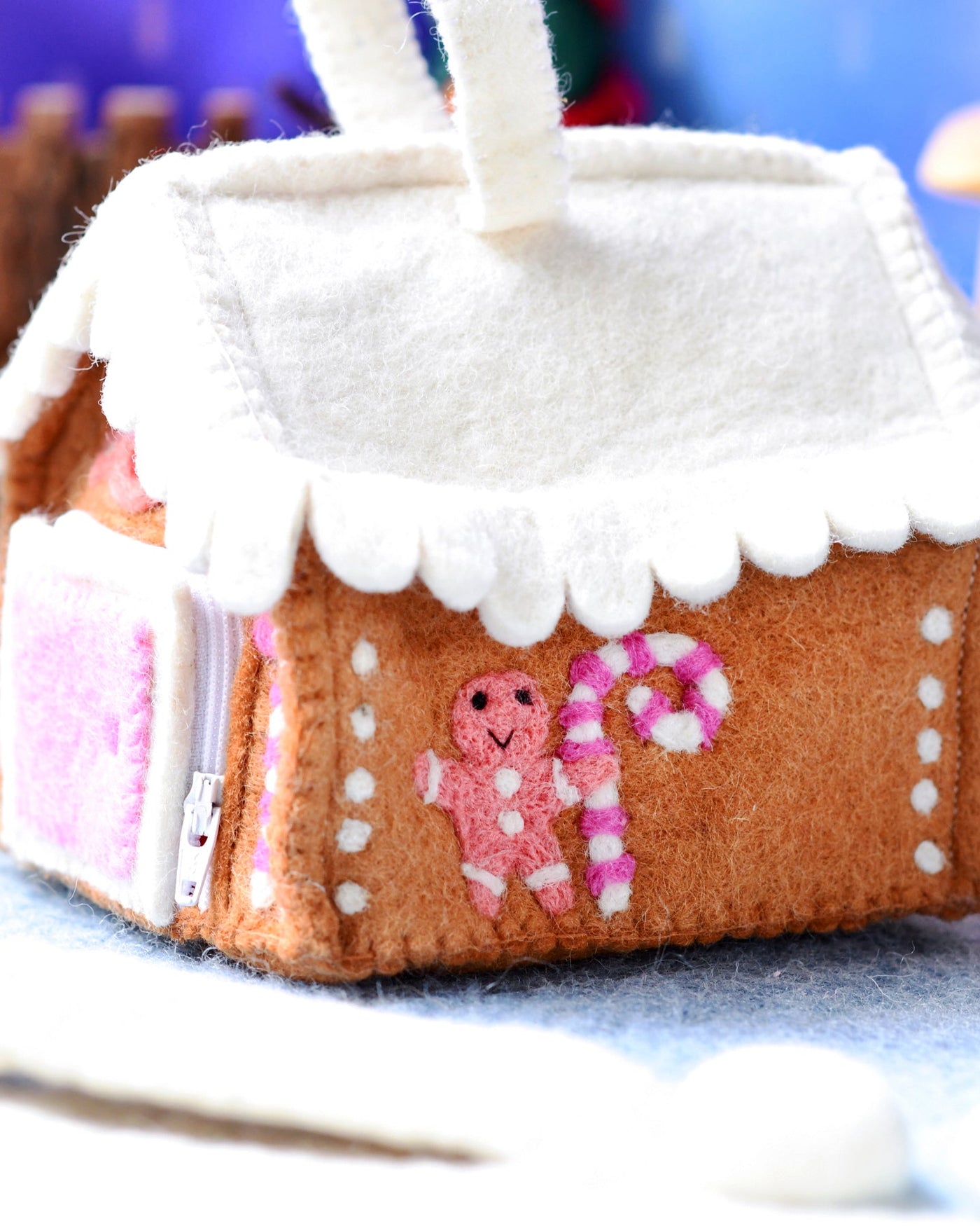 Felt Pink Gingerbread House Bag