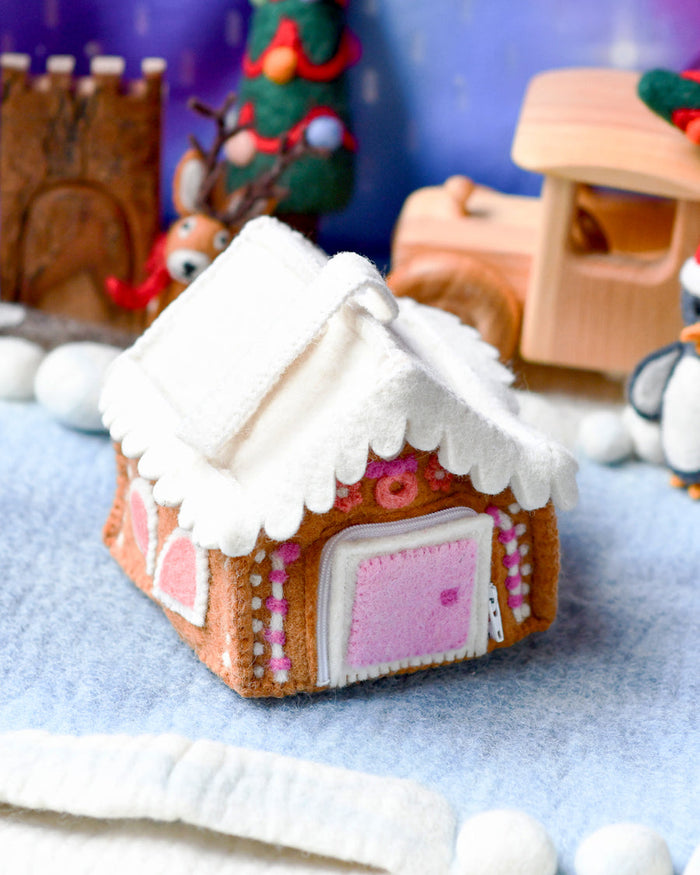 Sale Felt Pink Gingerbread House Bag