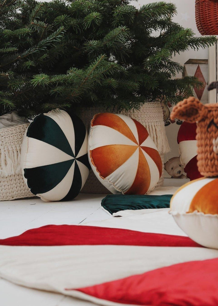 “Gold Circus” Round Patchwork Pillow