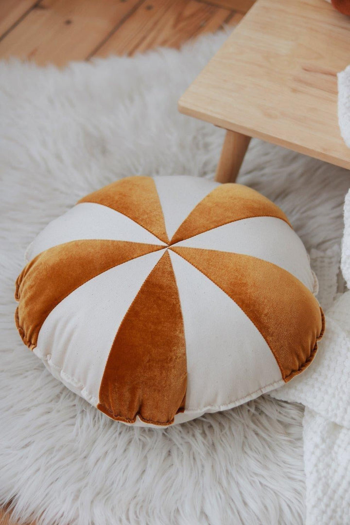 “Gold Circus” Round Patchwork Pillow
