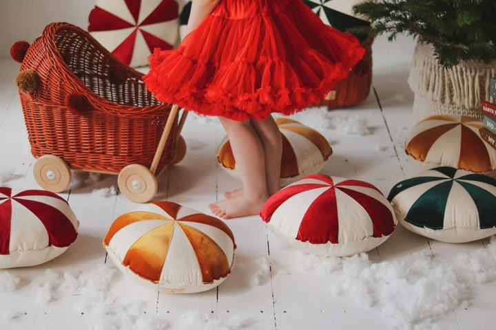“Gold Circus” Round Patchwork Pillow