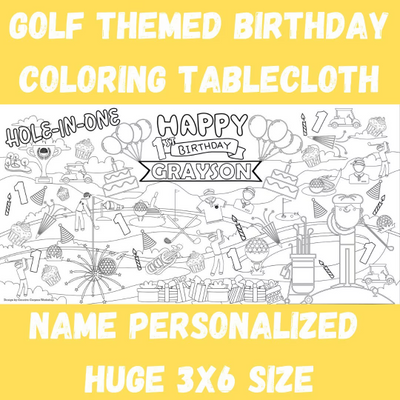 Golf Birthday Coloring Tablecloth