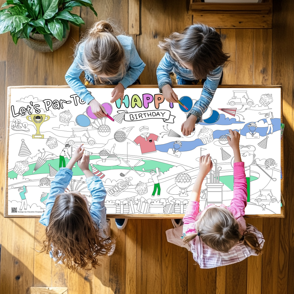 Golf Birthday Coloring Tablecloth
