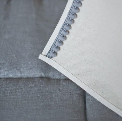 “Grey Pompoms” Teepee with Pompoms and Round Mat Set