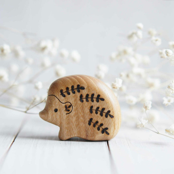 Wooden Hedgehog, Child, a natural wood animal toy by Tiny Fox Hole, cut and finished by hand from solid wood