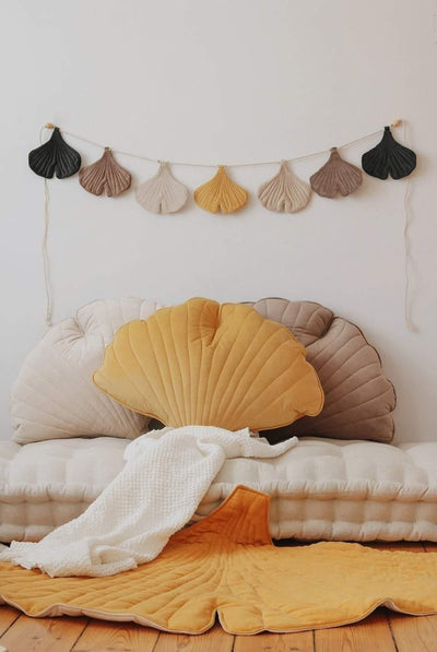 Velvet “Honey” Ginkgo Leaf Pillow