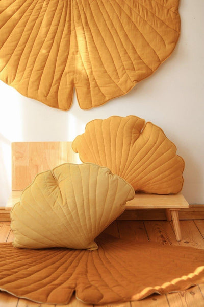 Velvet “Honey” Ginkgo Leaf Pillow