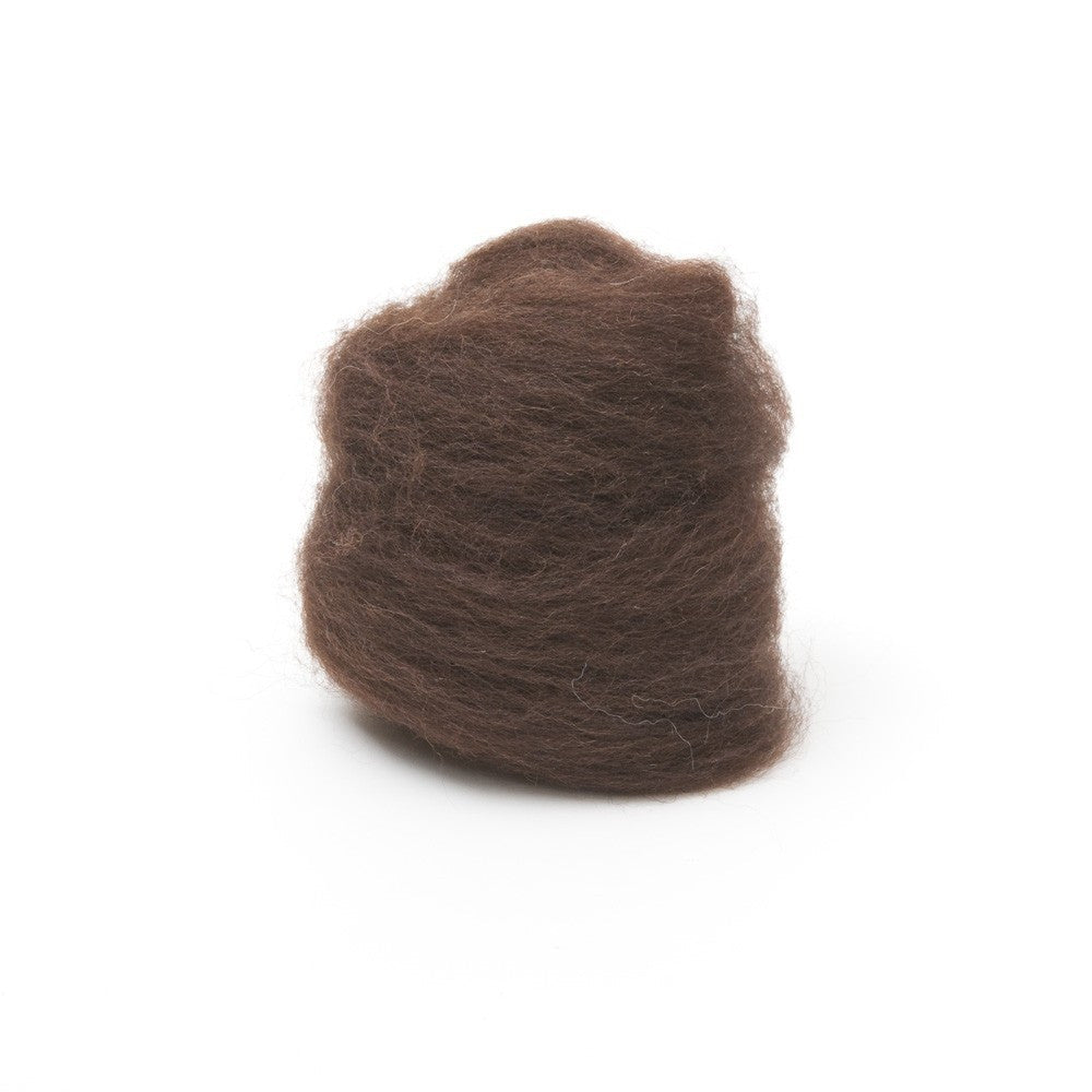 Chocolate Corriedale wool roving, 1 oz, for classroom wet felting and needle felting