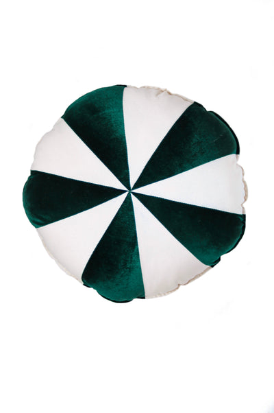 “Green Circus” Round Patchwork Pillow