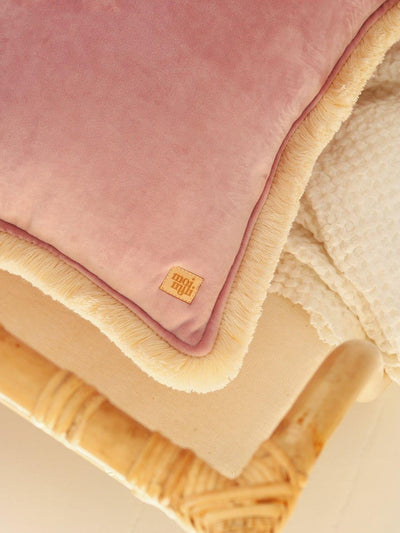 Soft Velvet "Light Pink" Pillow with Fringe