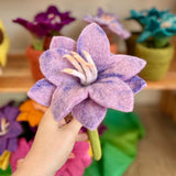 Felt Flower, Little Brood hand-felted wool felt flower, a trumpet-shaped bloom for felt gardens and sensory play. · view 6