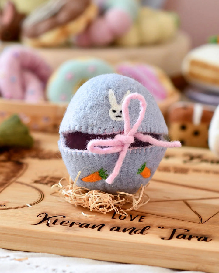 Sale Felt Egg Cover, Lilac with Bunny Motif