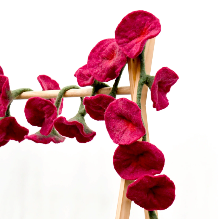 Felt Flower Garland, Maroon