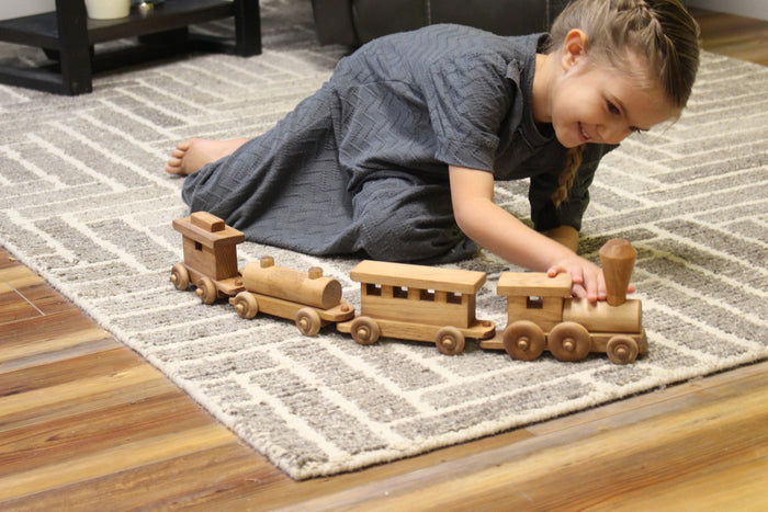 Wooden Toy Train Play Set, 24" Long, Kid-Safe Finish