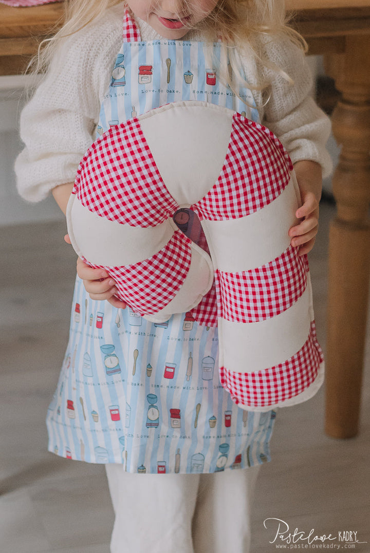 “Red Checkered Lollipop” Patchwork Pillow