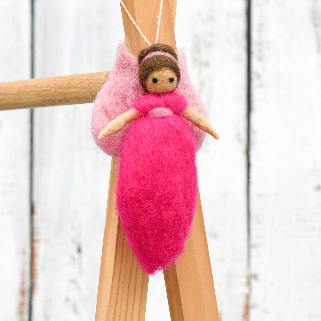 Sale Needle Felted Fairy, Bright Pink Dress