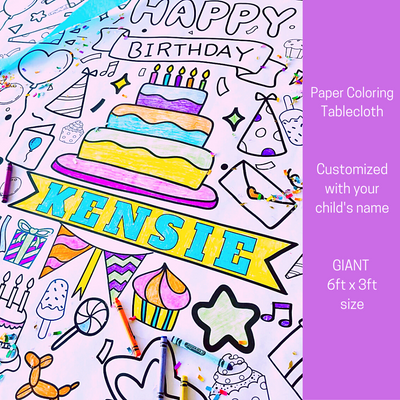 Happy Birthday Coloring Tablecloth