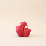Wooden soft coral carved as a single rounded bloom in deep coral red · view 1