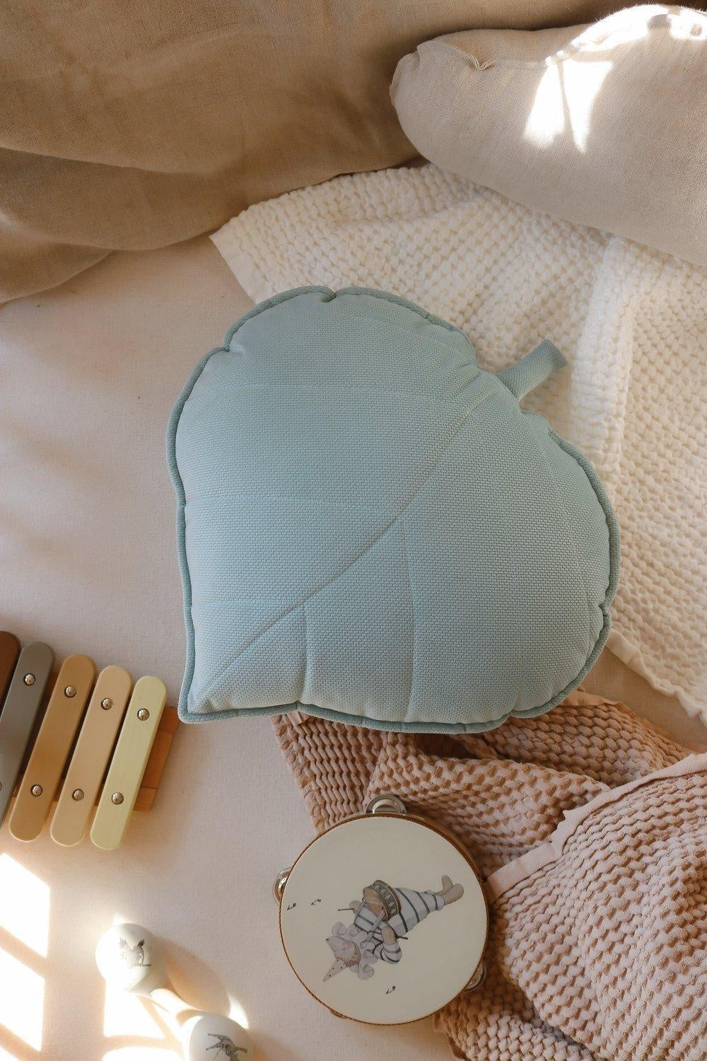 Velvet “Powder Mint” Leaf Pillow