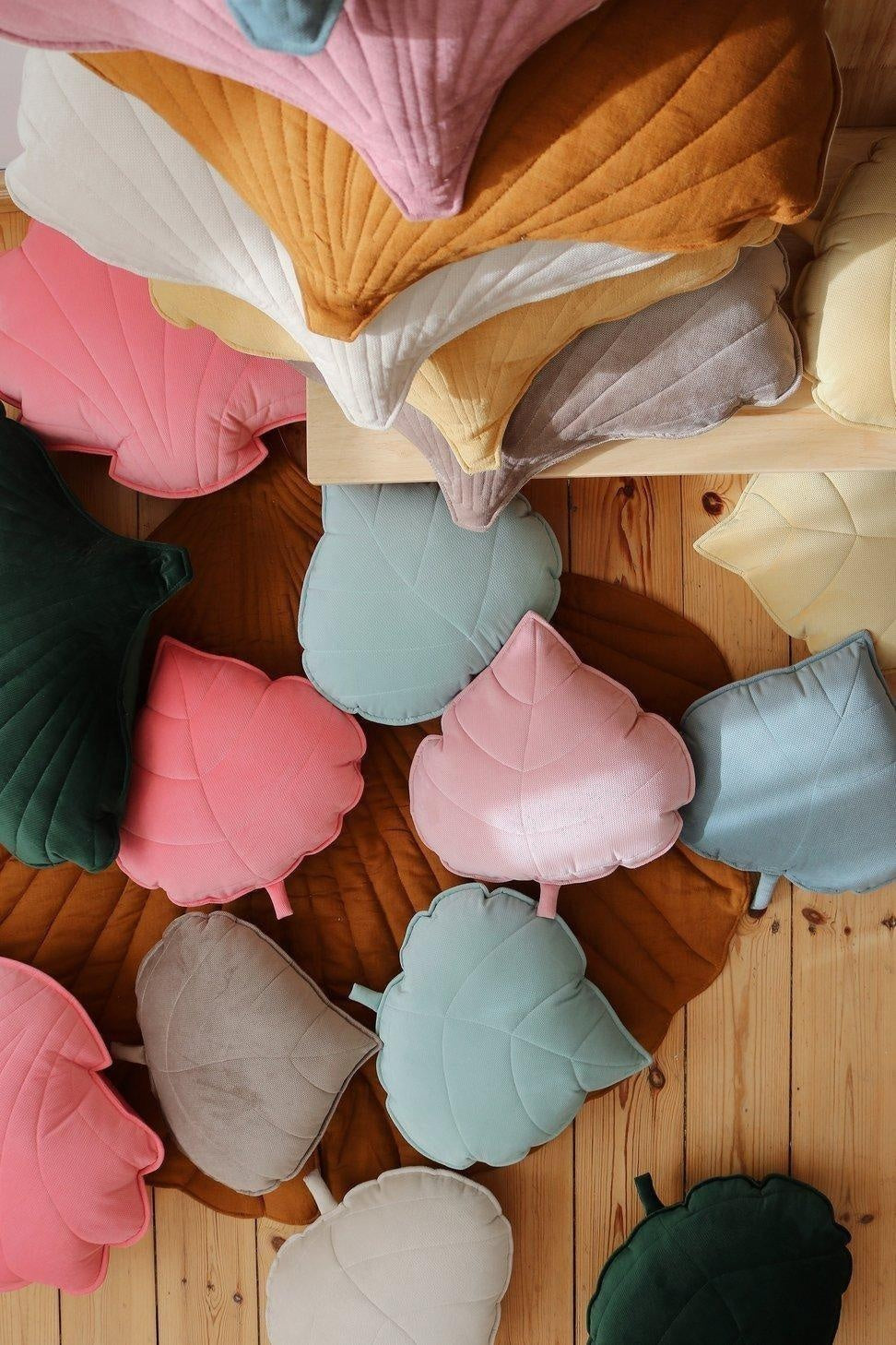 Velvet “Powder Mint” Leaf Pillow
