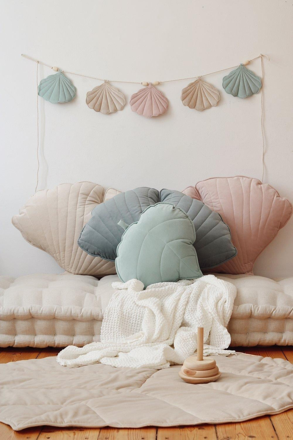 Velvet “Powder Mint” Leaf Pillow