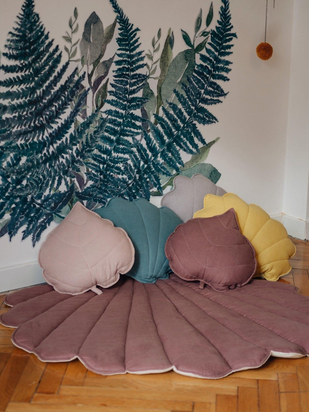 Linen “Powder Pink” Leaf Pillow