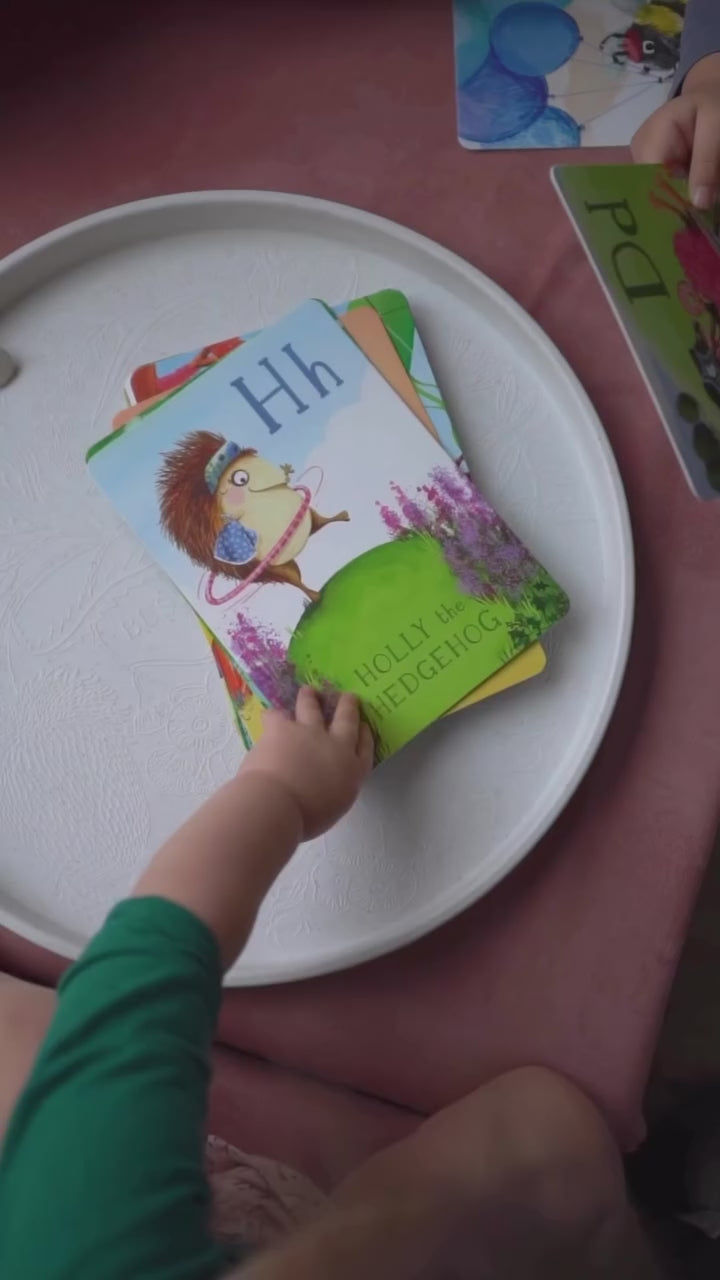 The Gus + Mabel Alphabet Flashcards in play