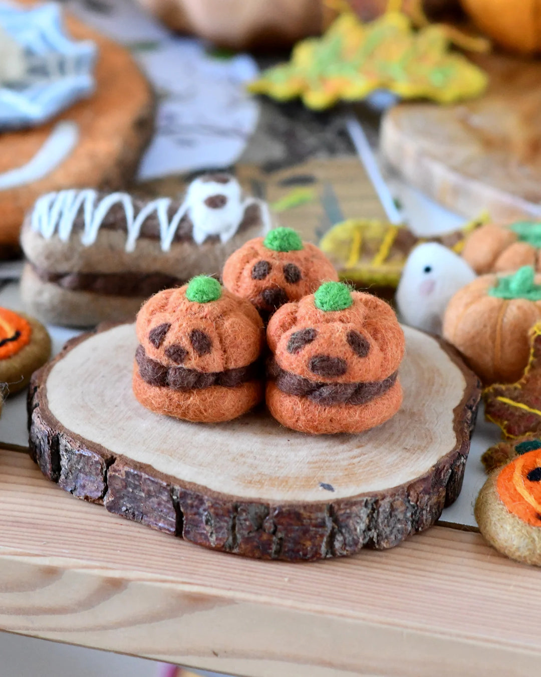 Sale Felt Pumpkin Cream Puff for Halloween