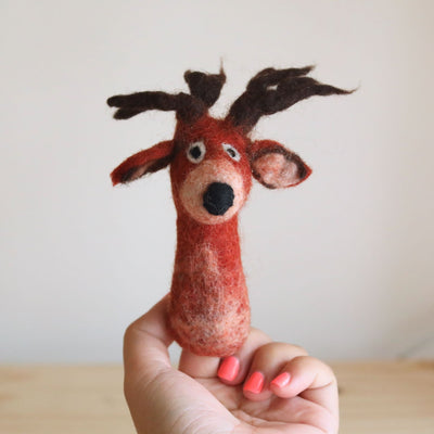 Red Reindeer Finger Puppet