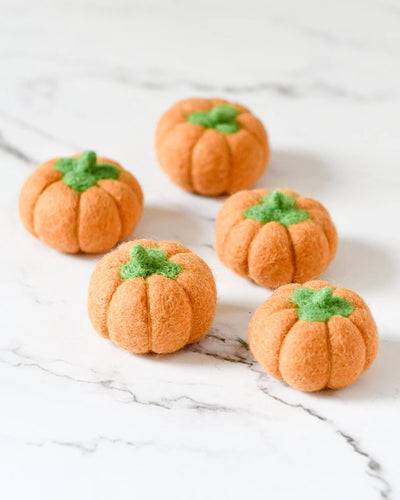 Felt Pumpkins, Salmon Colored, Set of 5