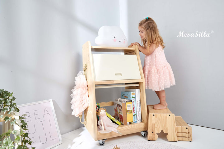 Mesasilla 2 Step Stool - Lightweight &amp; Sturdy with Anti-Slip, Animal-Shaped Cutouts - Solid Wood Construction