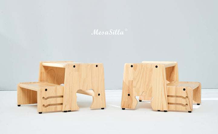 Mesasilla 2 Step Stool - Lightweight &amp; Sturdy with Anti-Slip, Animal-Shaped Cutouts - Solid Wood Construction