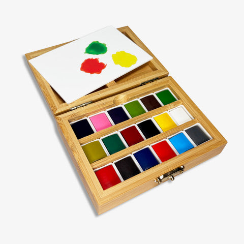 Watercolor Essentials Bundle | Bamboo Case, Metallics, &amp; Paper Pad