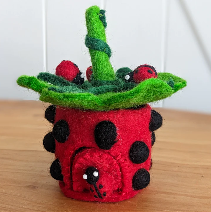 Tiny Felt Red Ladybird Home