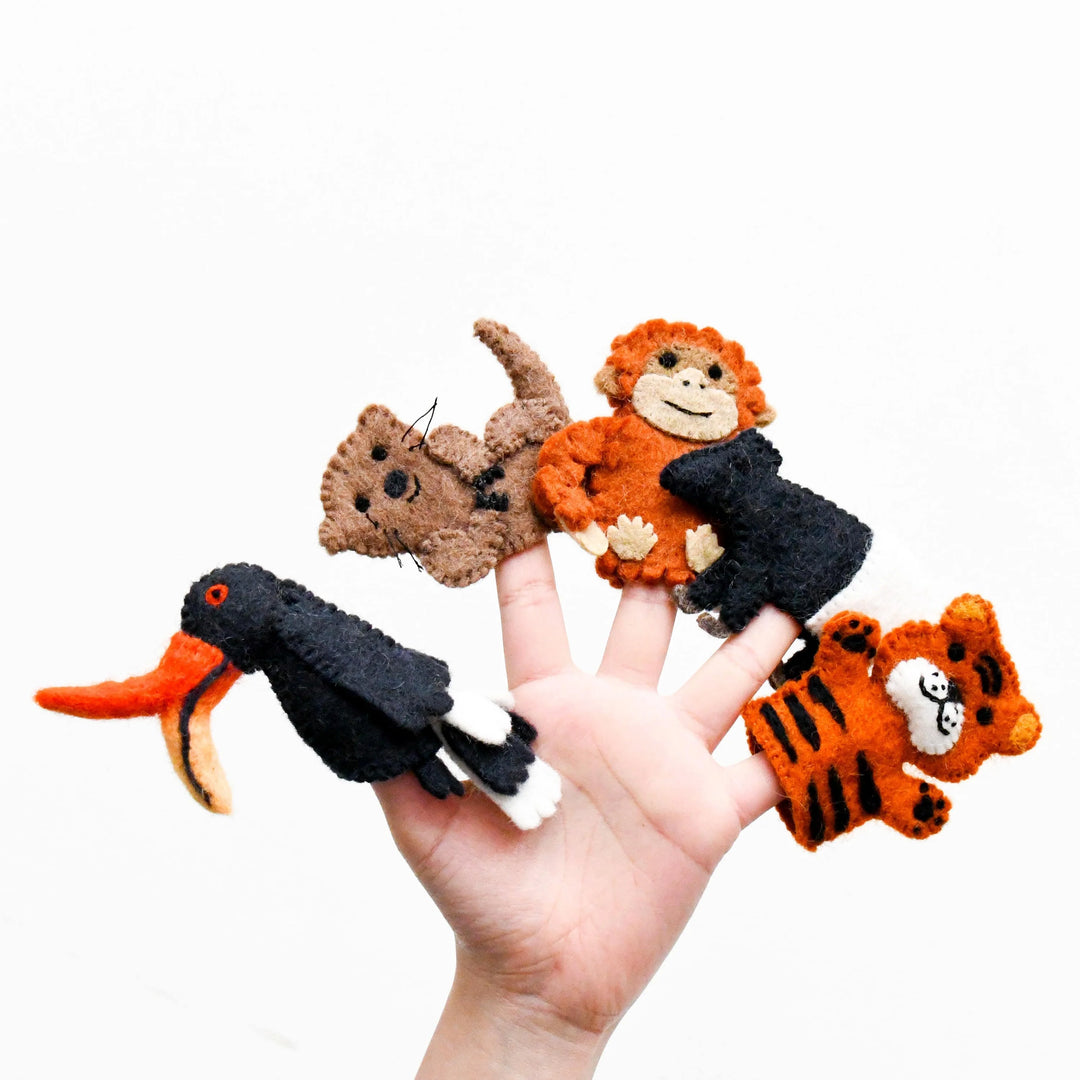 Sale Asian Tropical Rainforest Animals, Finger Puppet Set