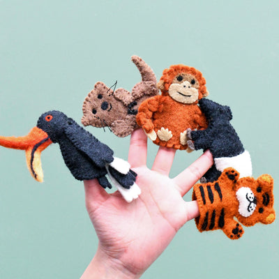Asian Tropical Rainforest Animals, Finger Puppet Set