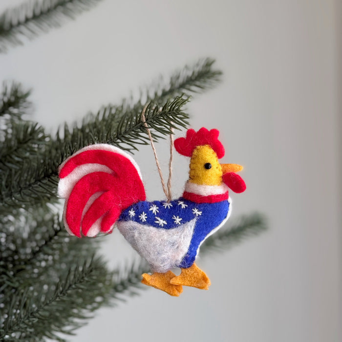 Felt Patriotic Chicken Ornament