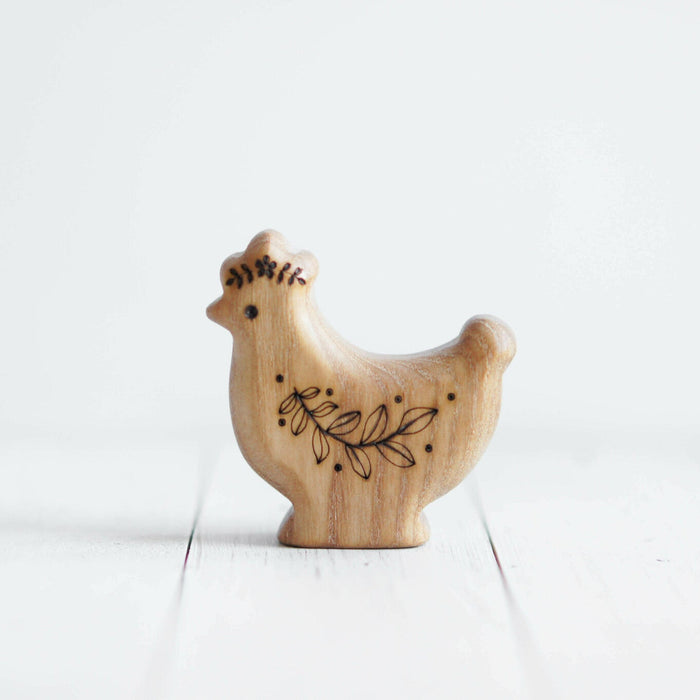 Wooden Hen, Standing, a natural wood animal toy by Tiny Fox Hole, cut and finished by hand from solid wood