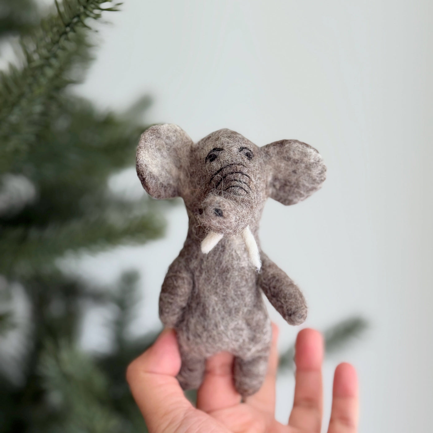 Wool Felt Elephant Finger Puppet