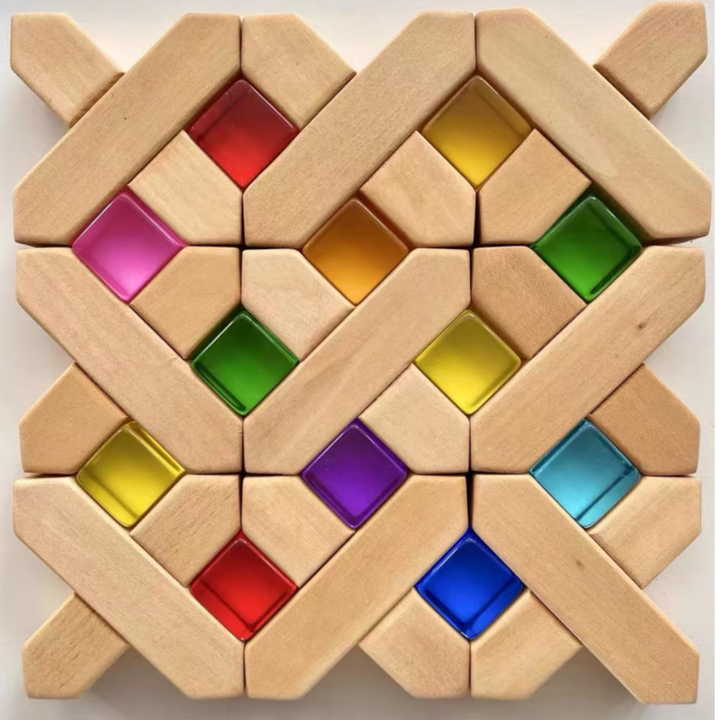 Bauspiel X-Blocks, 48-Piece Set in Wooden Tray
