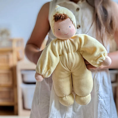 Evi Cuddle Baby Waldorf Doll, Yellow